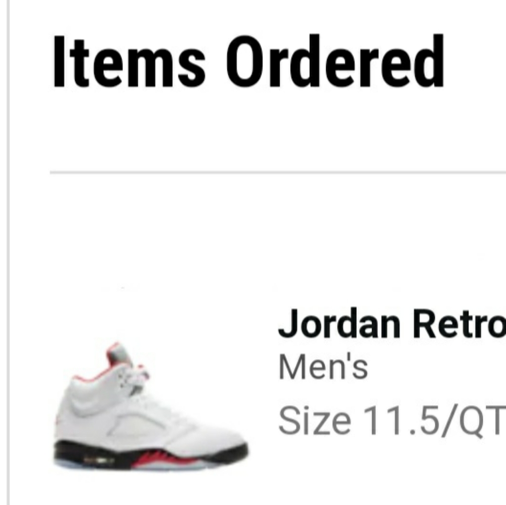 JORDAN RETRO 5 ORDER CONFIRMED
